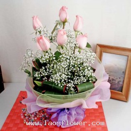 6 Pink Roses Bouquet